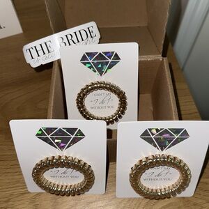 3 gold bridal proposal hair ties NWT and box + free bride sticker
